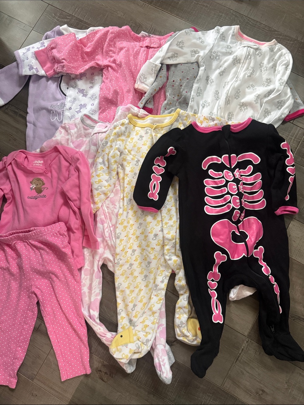 Mixed Kids Footie Pajama Set - Pink, Black, White, Yellow - Assorted Styles
